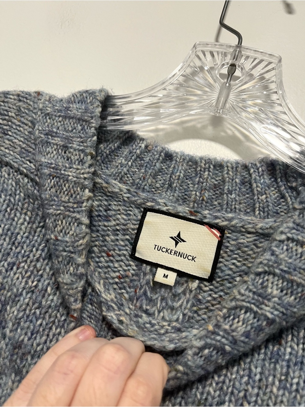 Tuckernuck Wool Blend Knit Blue Chunky Marked Sweater Medium - Picture 5 of 8